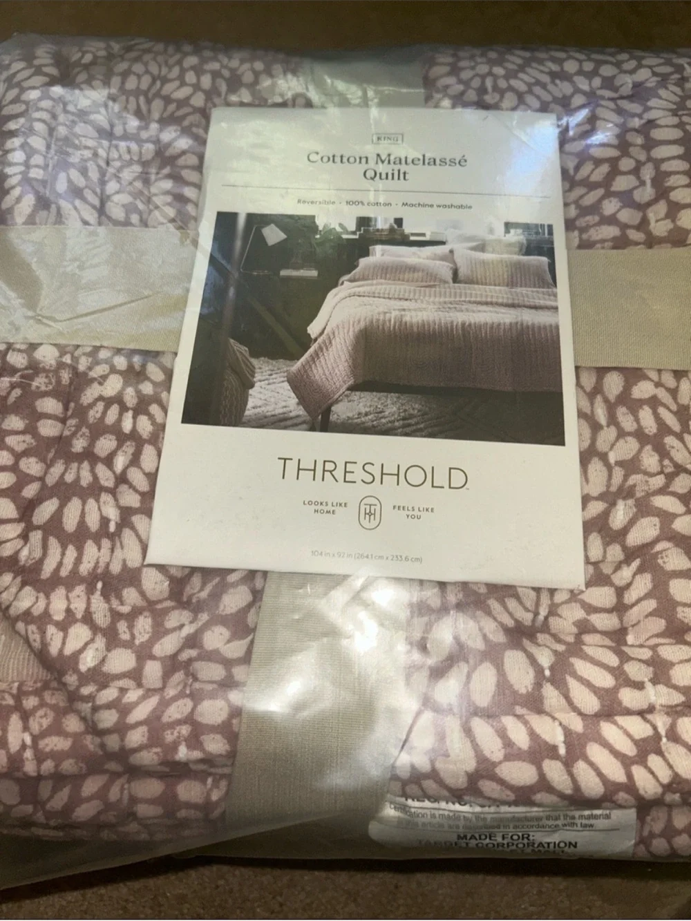Threshold King Reversible Cotton Matelasse Cream Swirl Pattern Quilt